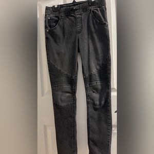 Boys super skinny back draw string stretch black washed jean